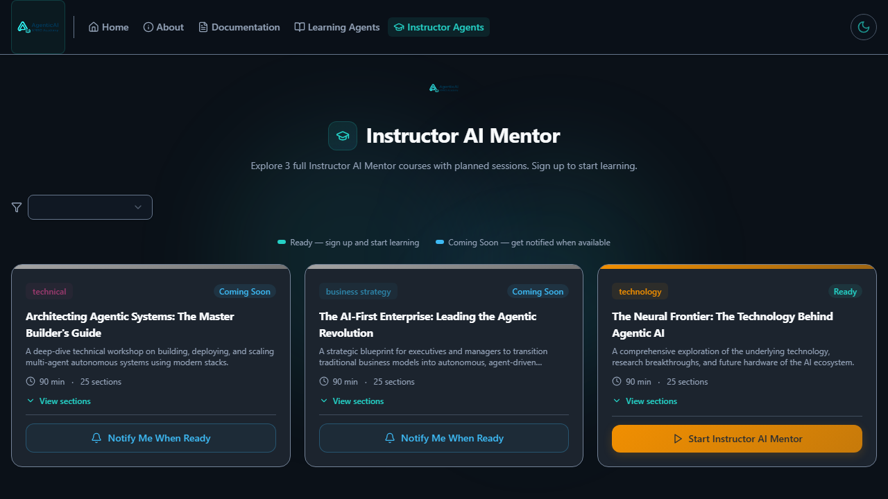 Instructor AI Mentor programmes with 25-session structure